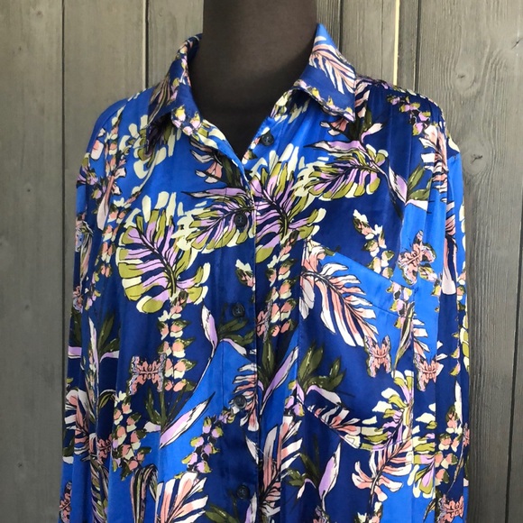 Free People Floral Print Split-Hem Blouse - Picture 1 of 8